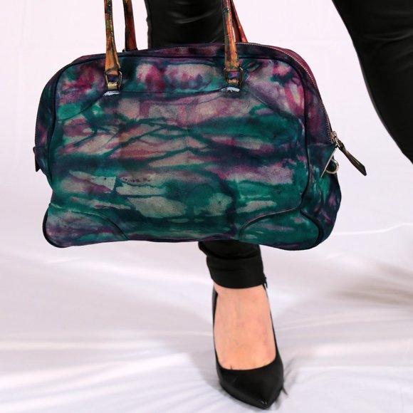 vintage Prada suede leather purse Matinee bowling Black navy green red purple - Picture 8 of 16